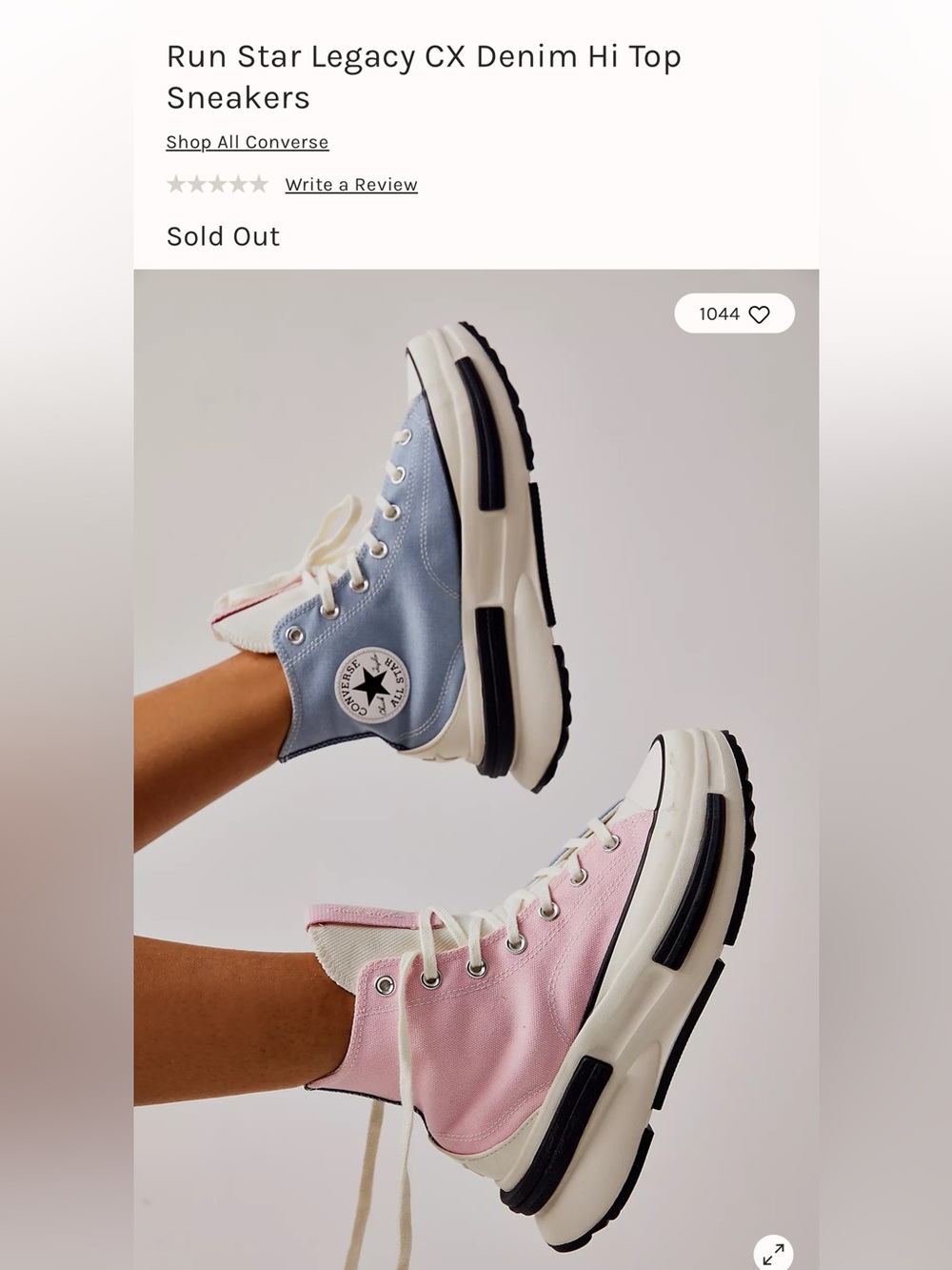 NEW Free People x Converse Run Star Legacy CX Denim Hi Top Platform Sneakers 6.5 - Picture 5 of 10